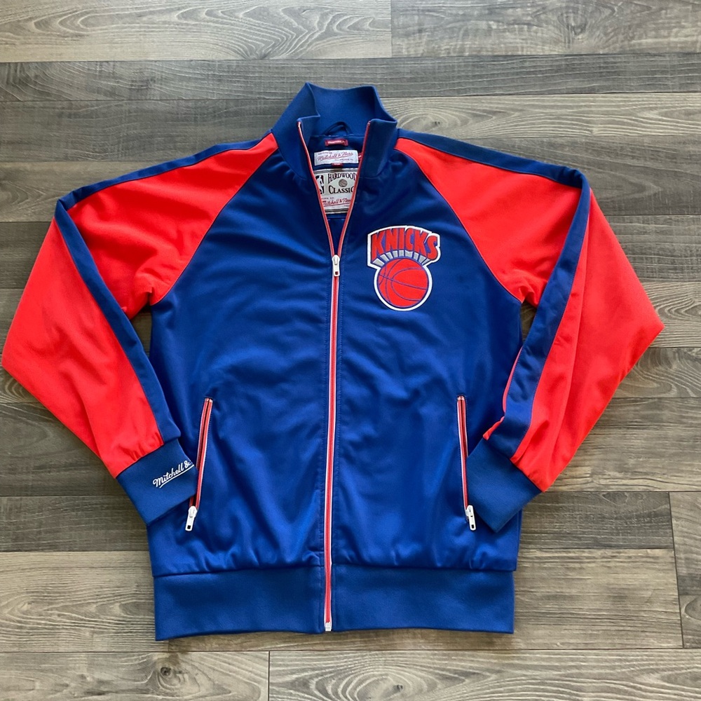 Mitchell & Ness New York Knicks Warm Up Track Jacket Men’s SMALL Royal Orange